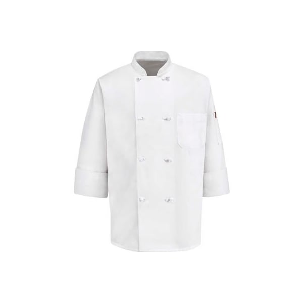 Vf Imagewear Chef Designs 8 Button-Front Chef Coat, Thermometer Pocket, Cloth Buttons, White, Poly/Cotton, XL 0414WHRGXL - main